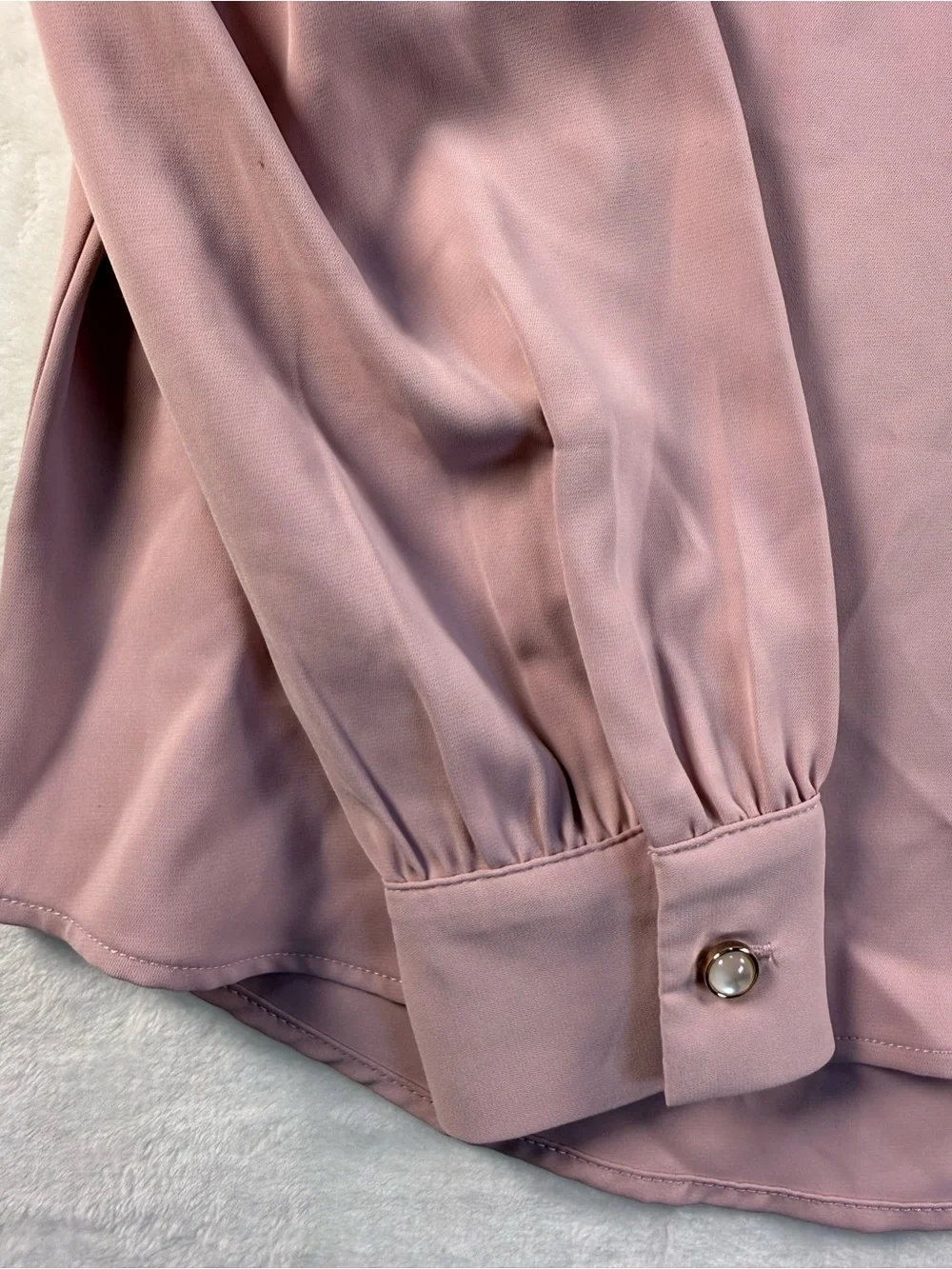 Adrianna Papell Tie Neck Blouse Lavender Beach Long Sleeve NWT XS Career